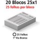 20 Blocos E Talões 25 Folhas Ap 56g