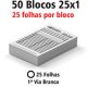 50 Blocos E Talões 25 Folhas Ap 56g